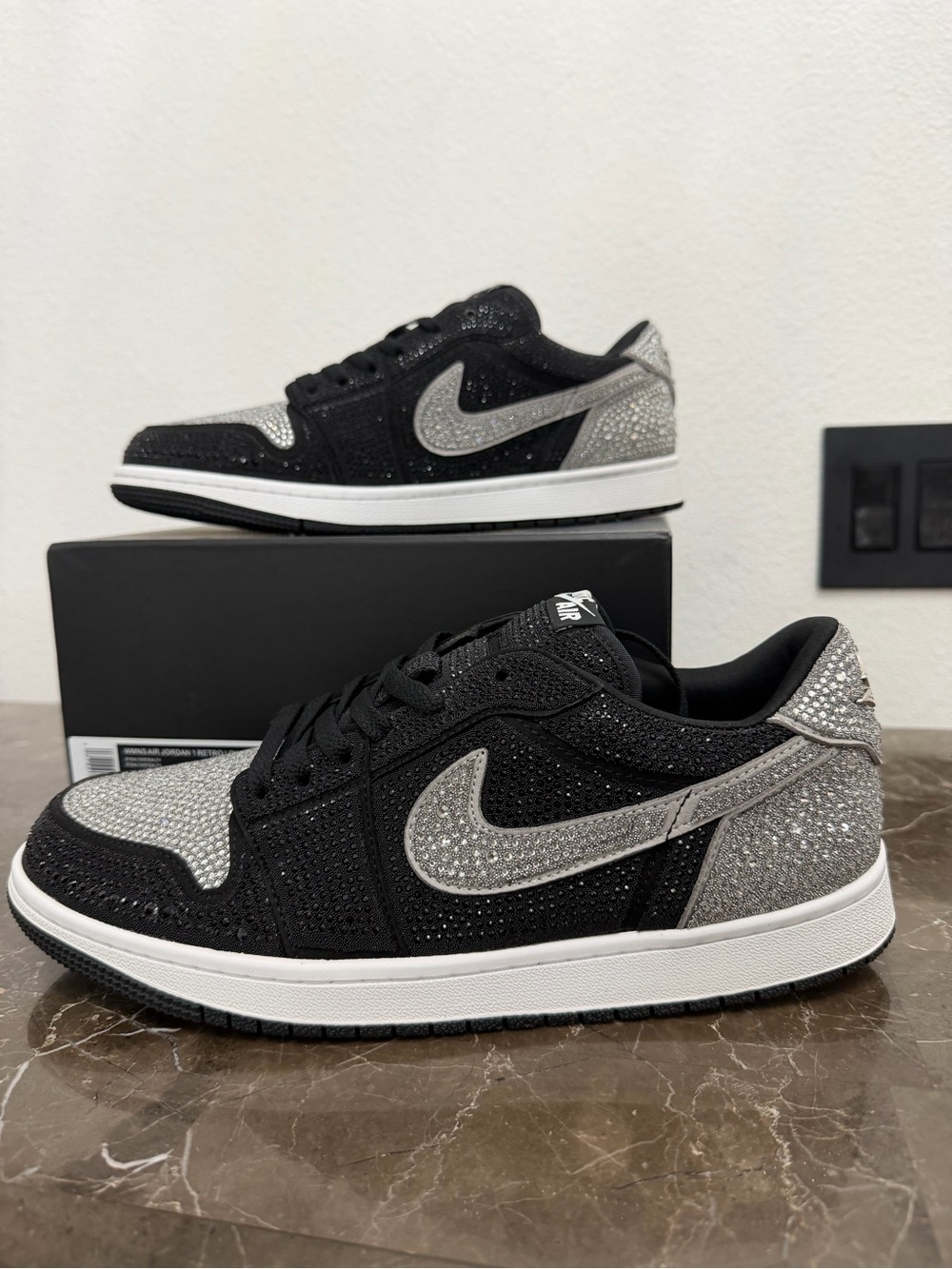 Women’s Nike Air Jordan 1 Retro Low OG Swarovski Crystal Sneakers, Size 13.5